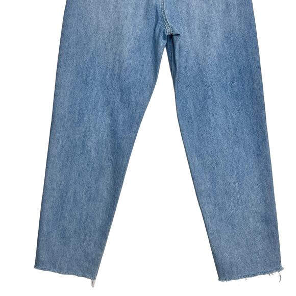 Uniqlo Relaxed Ankle Jeans Sz 26 High Rise Light Wash Distressed Rigid Denim - Picture 9 of 10